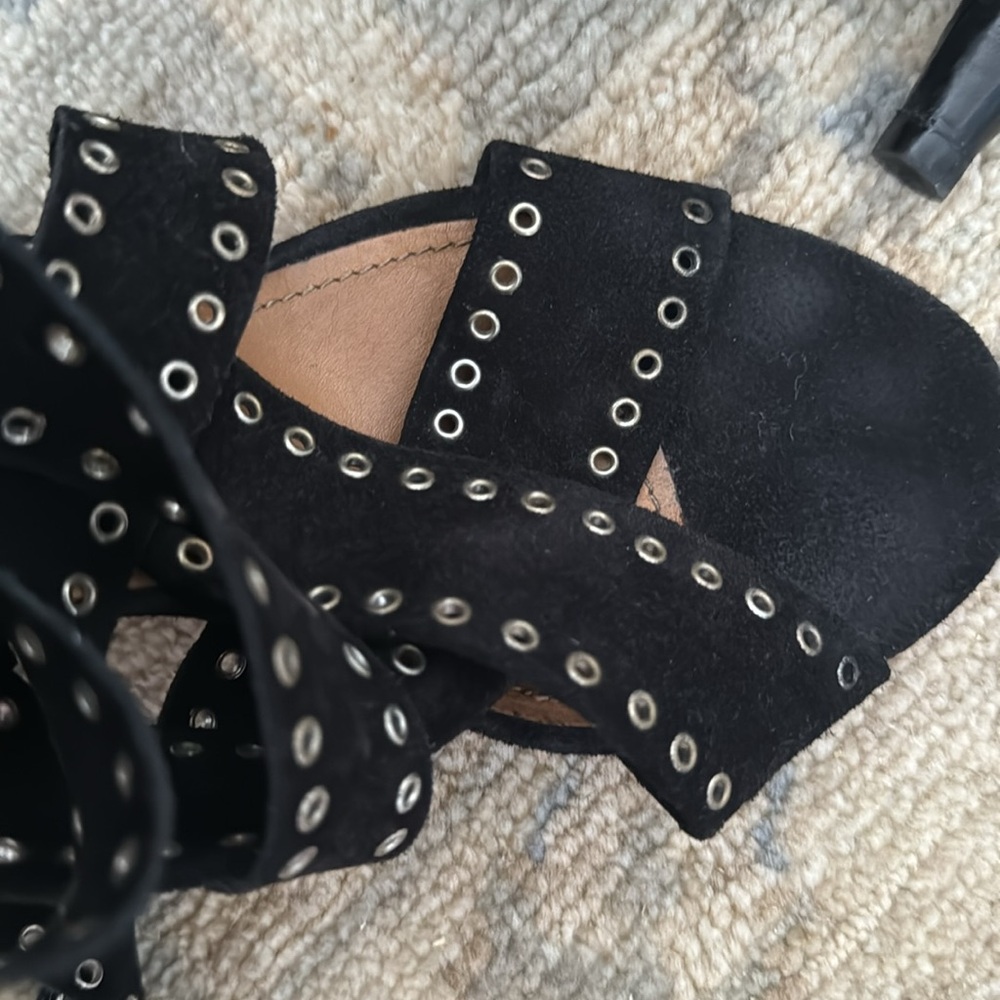 Isabel Marant Ayden Black Suede Rivet Wraped Heels - Size 40 - Picture 5 of 6